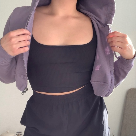purple oversized crop hoodie - Picture 1 of 8